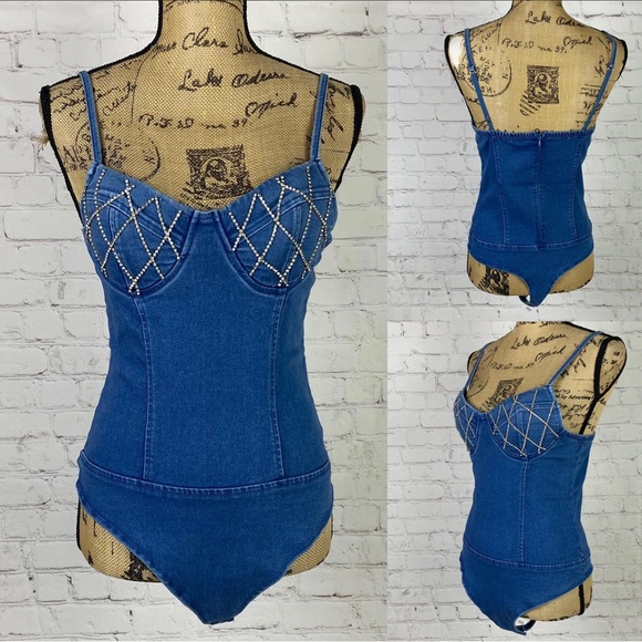 Denim Bustier Bodysuit main image 1